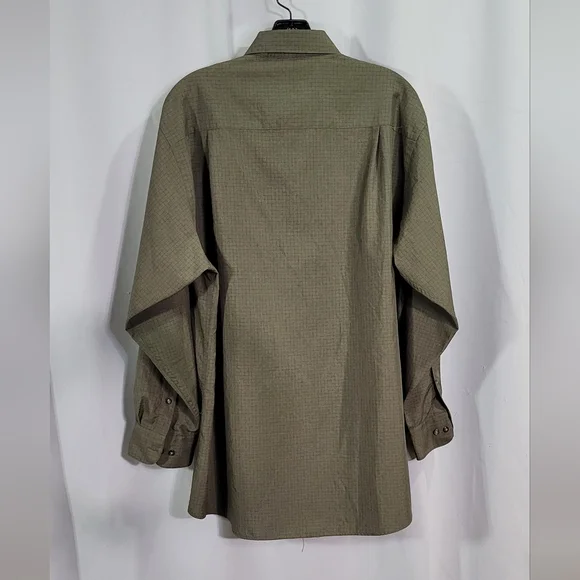 Arrow Men's Green Microtech Striped Button Down Dress Shirt Size Large 16-16 1/2 - Picture 4 of 5